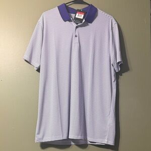 NYU Purple Striped Polo Shirt